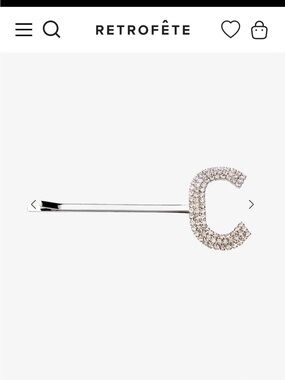 Retrofete Crystal 'C' Silver Hairpin